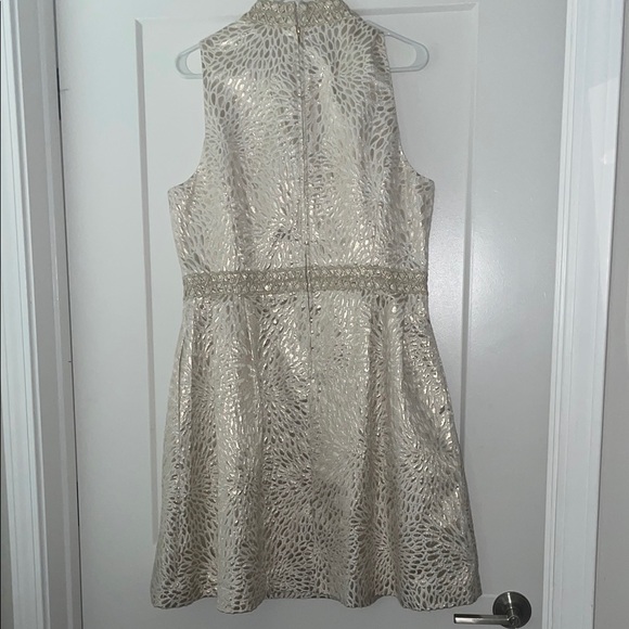 Lilly Pulitzer NWT SIZE 14 Elegant Gold/Cream Sleeveless Lagoon Jacquard Dress - Picture 5 of 8
